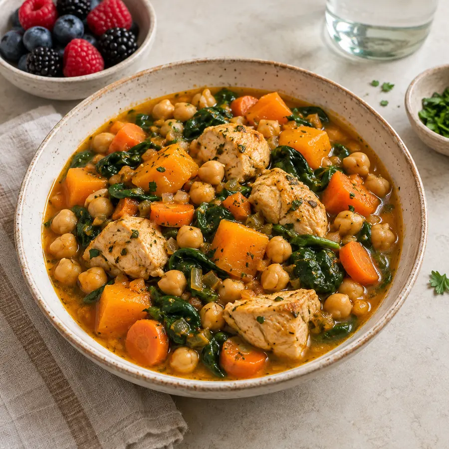 Guiso de lentejas con pavo y verduras